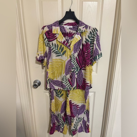 Jane + Delancey Tropical Leaf Matching SET —
Blouse & Wide-Leg Pants | XS - Picture 2 of 12